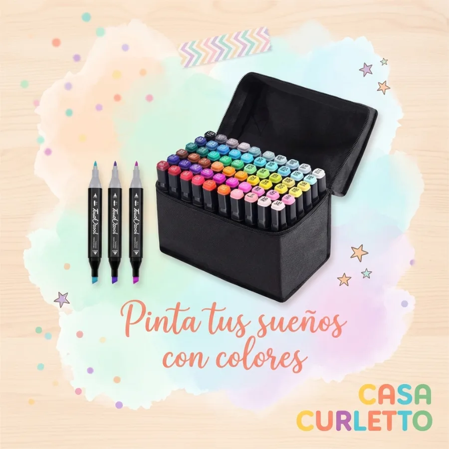 Marcadores doble punta en estuche