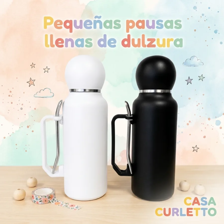 Termo de acero con bombilla