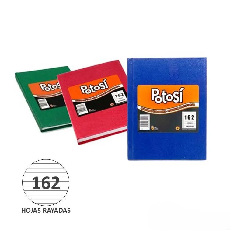 Cuaderno Tapa Dura Potosí 162 Hojas Azul/Rojo/Verde