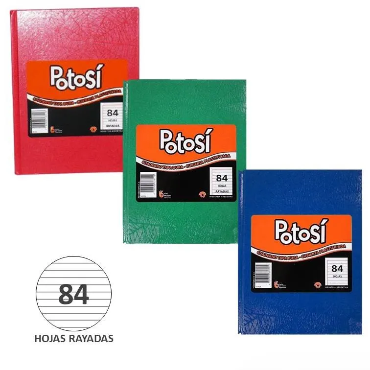 Cuaderno Tapa Dura Potosí 84 Hojas Azul/Rojo/Verde