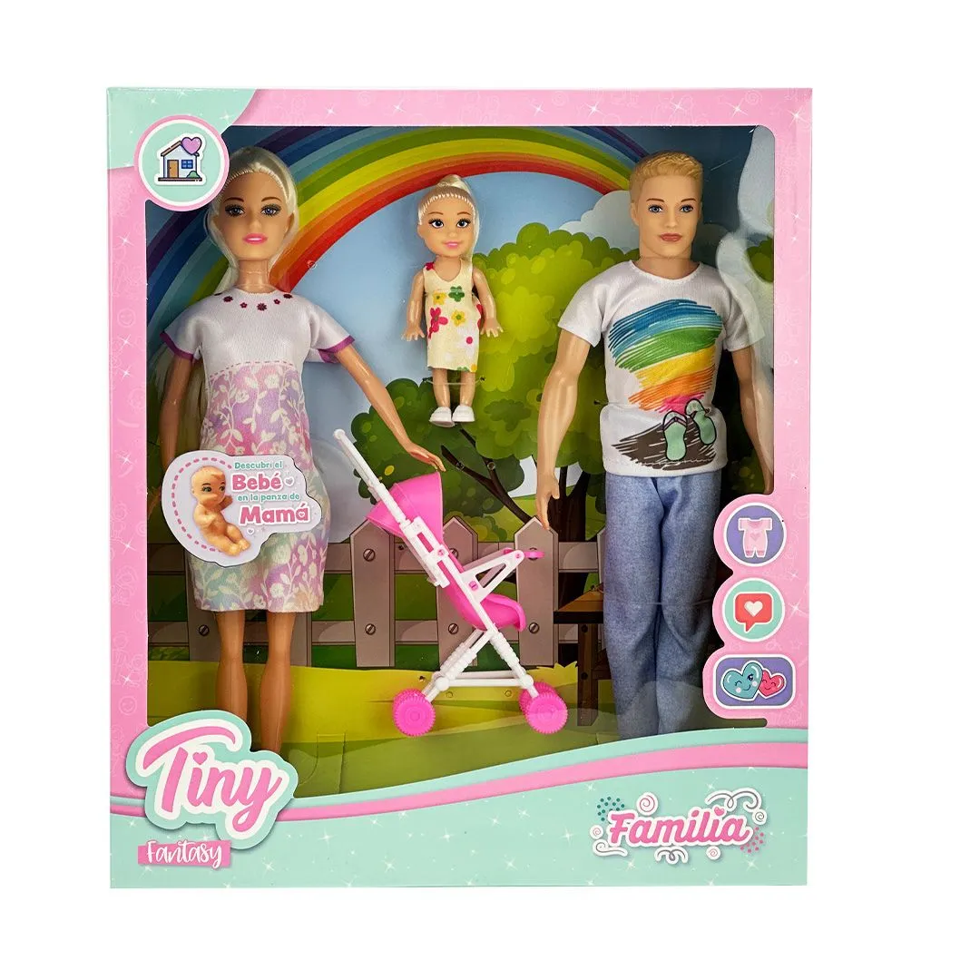 Muñeca Tiny Embarazada con su Familia en Caja