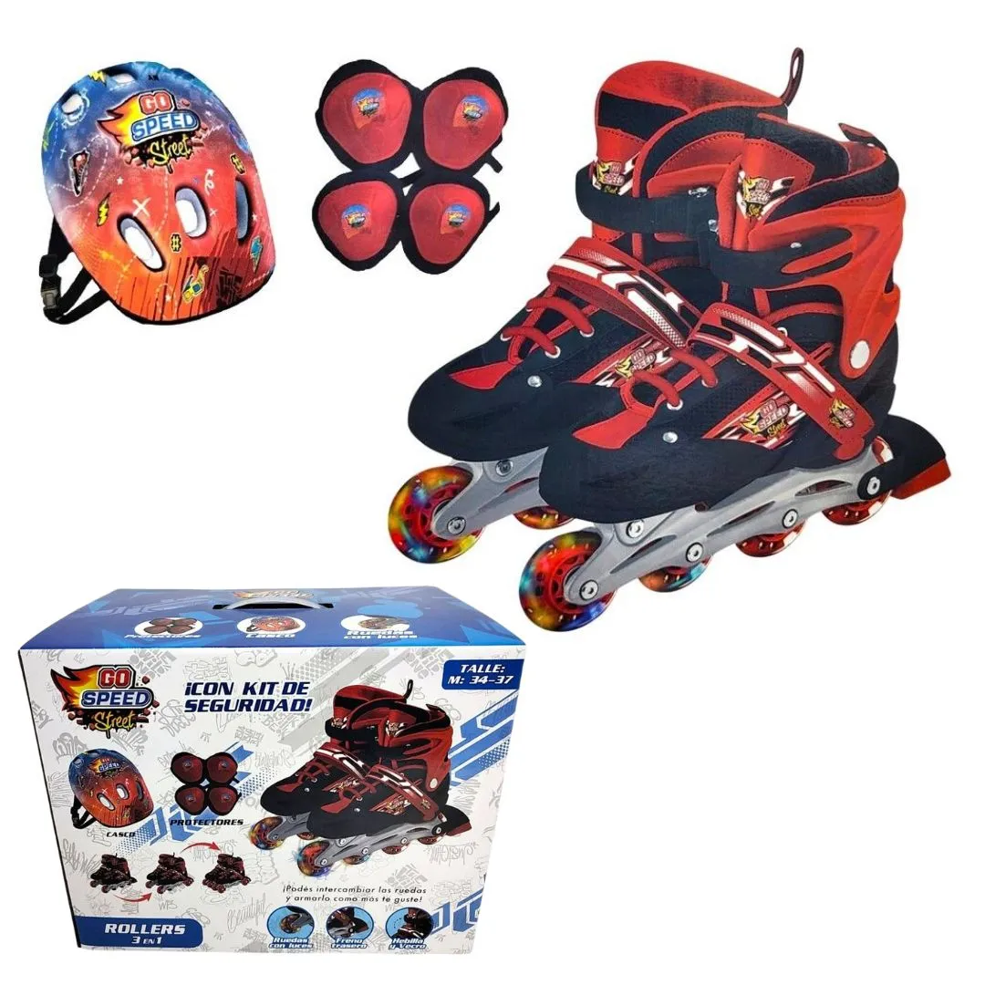 Roller 3 en 1 Ruedas Intercambiables con Luz + Kit Protección