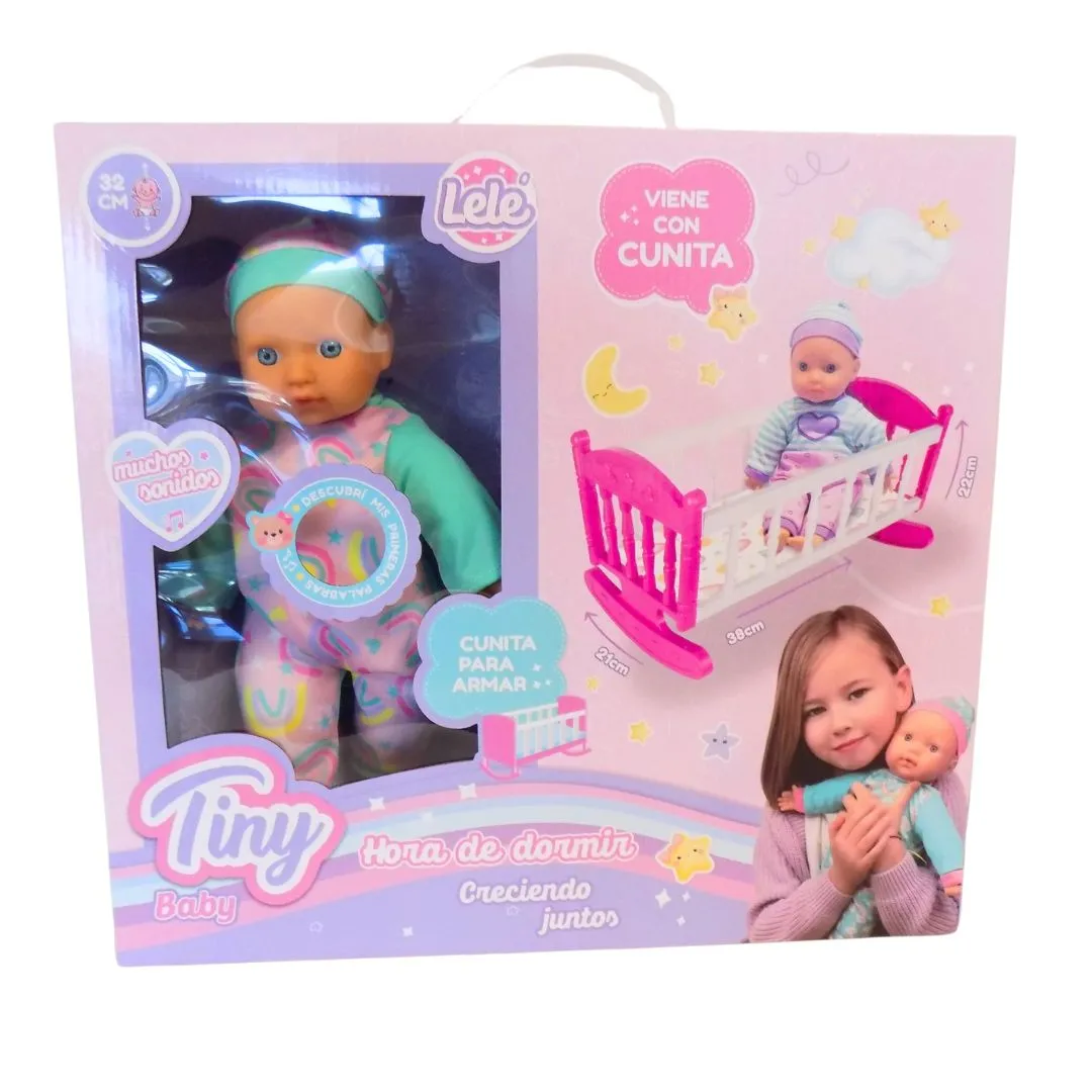 Bebote Tiny 32 Cm con Cunita y Sonidos en Caja