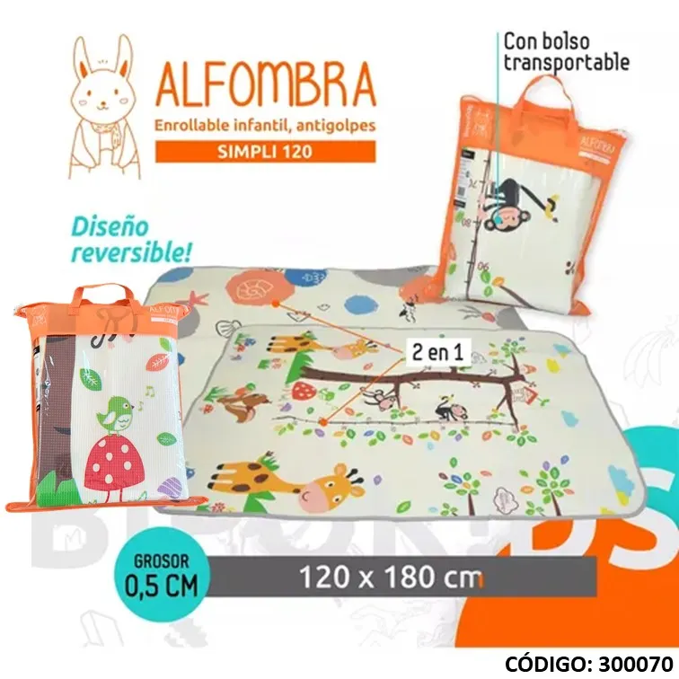 Bipo Alfombra de Piso Enrollable 120x180 Cm