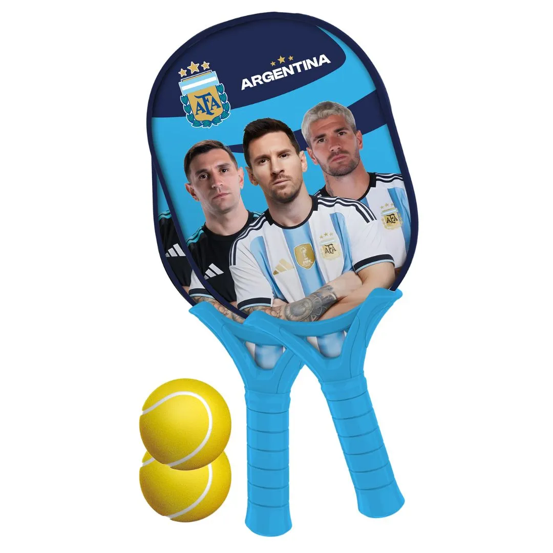 Set x2 Paletas con 2 Pelotas Argentina en Caja