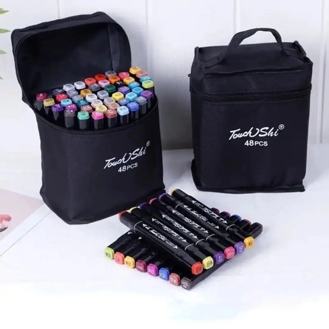 Marcador Doble Punta x48 en Estuche Tela