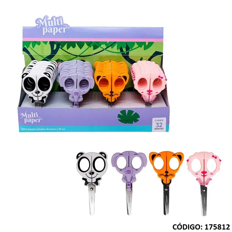 Tijera MP Metálica Animals 13 Cm x32 Unidades TJ-03