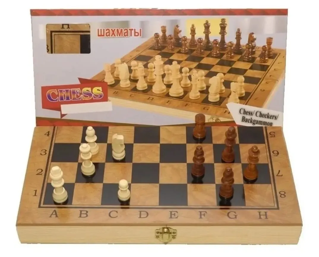 Juego Ajedrez, Dama, Backgammon Madera Caja Plegable