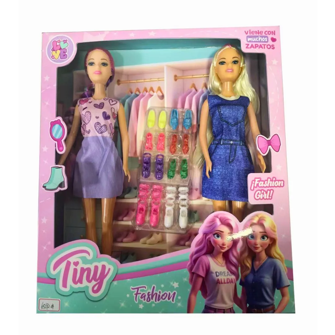 Muñeca Tiny y su Hermana con Zapatos en Caja