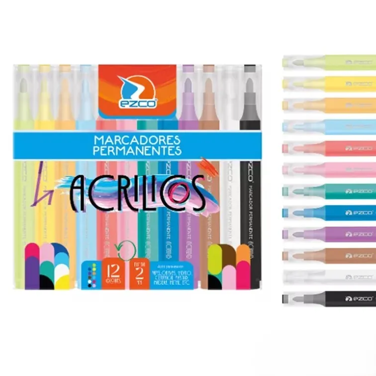 Marcadores Ezco Acrílico Permanentes x12 Unidades