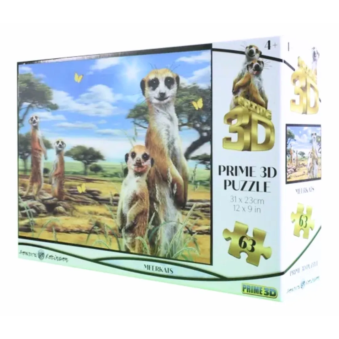 3D Puzzle 63 Piezas Suricatas 31x23 Cm