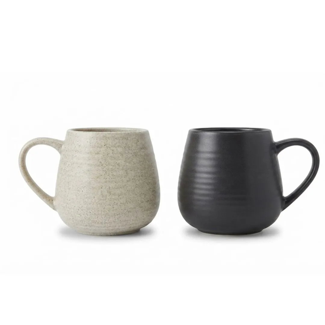 Jarro Mug Cónico Beige y Negro 400 Ml