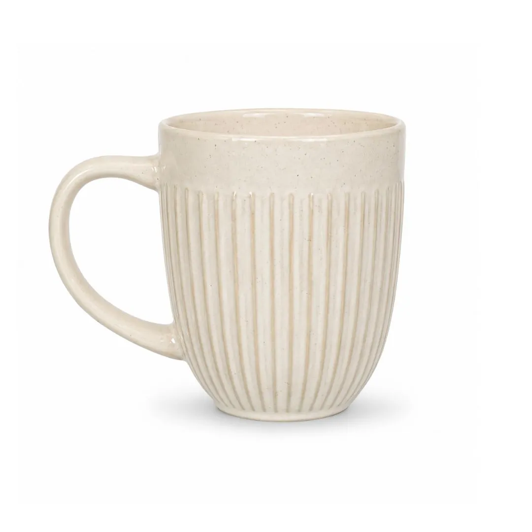 Jarro Mug Blanco con Lineas Verticales Beige 350 Ml