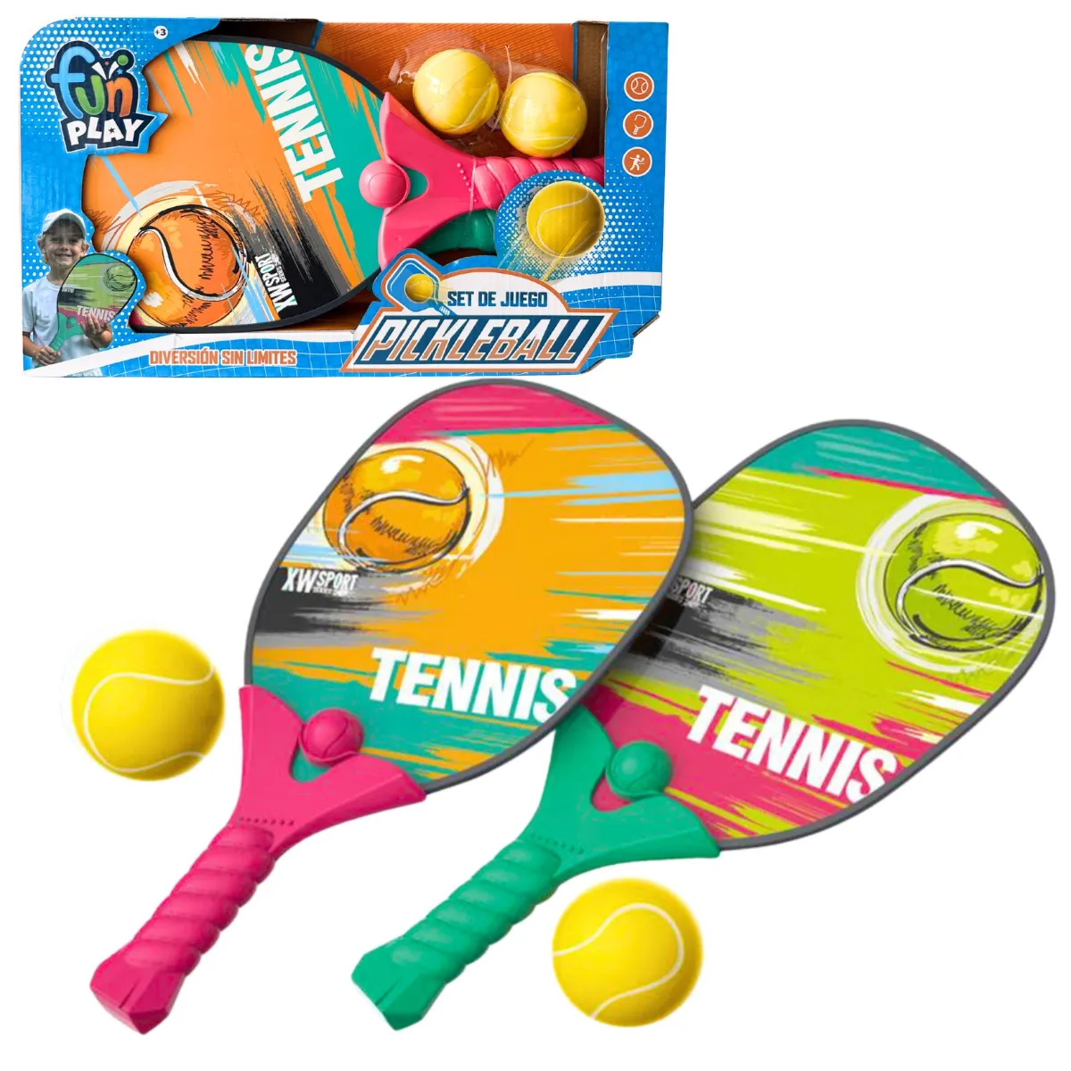 Set 2 Paletas + Pelotas en Caja