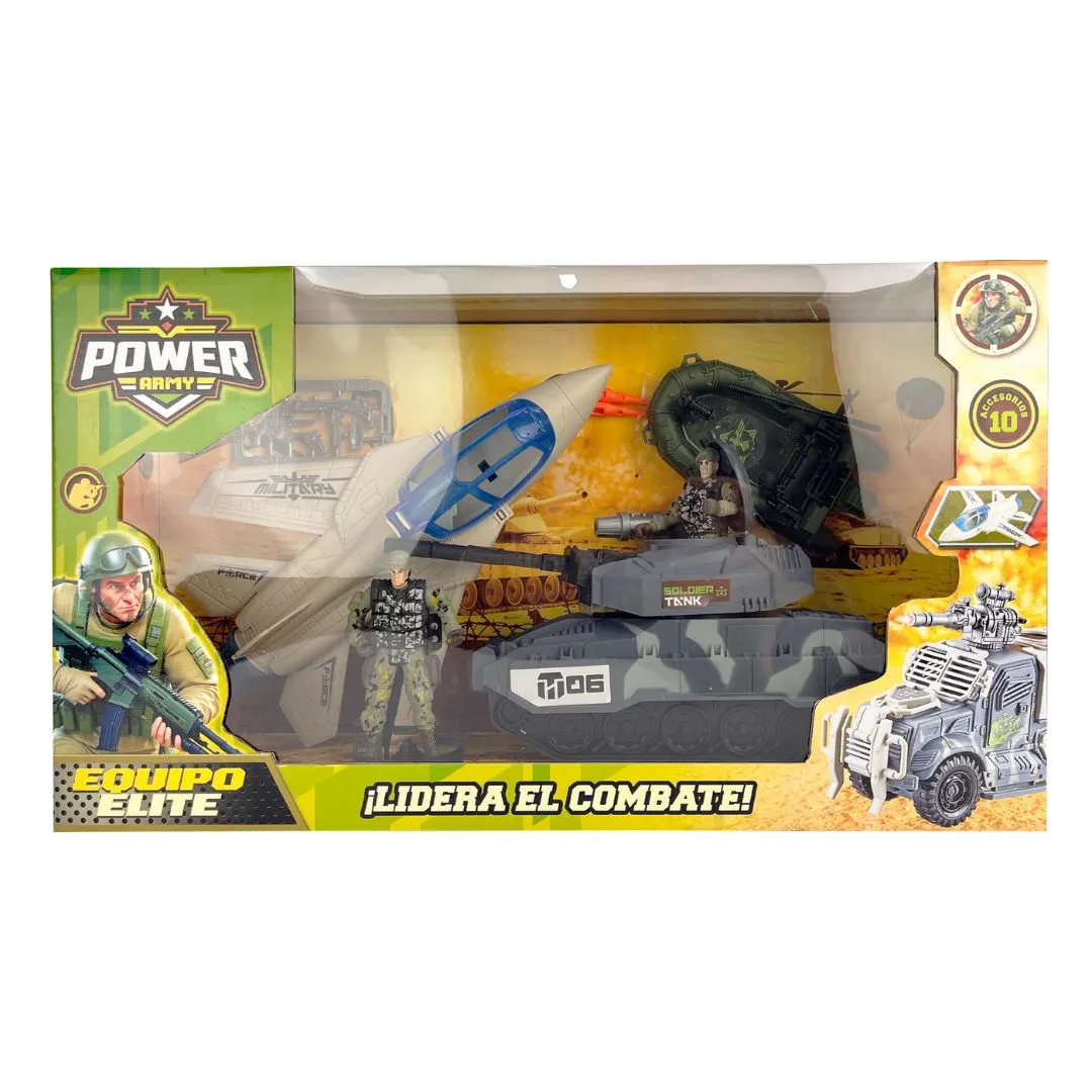 Set Militar con Avion y Tanque en Caja